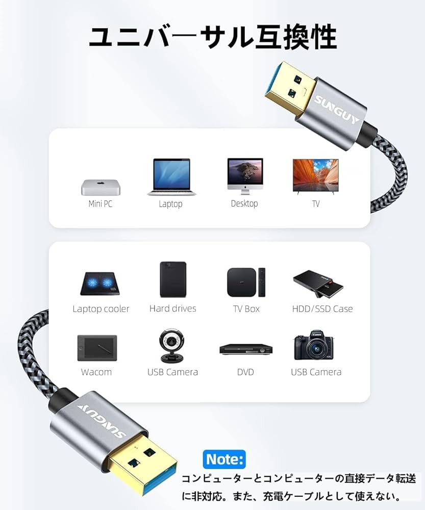 ☆USB 3.0 ケーブル 0.3M タイプAオス タイプAオス 30cm Amazon.co.jp: SUNGUY USB 3.0 ケーブル 0.3M タイプAオス- タイプA